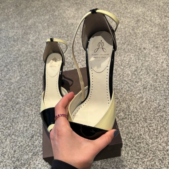 Jeanne Jarvaise Colorblock Peep Toe Strap Block Heels Size EURO 38 - Picture 2 of 8